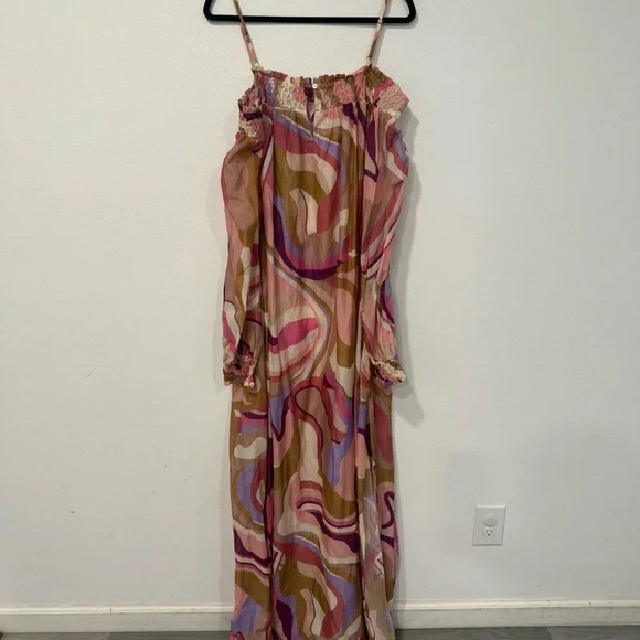 Joyce & Girls Coconut Cotton Silk Off The Shoulder Long Sleeve Maxi Dress M - Picture 7 of 8